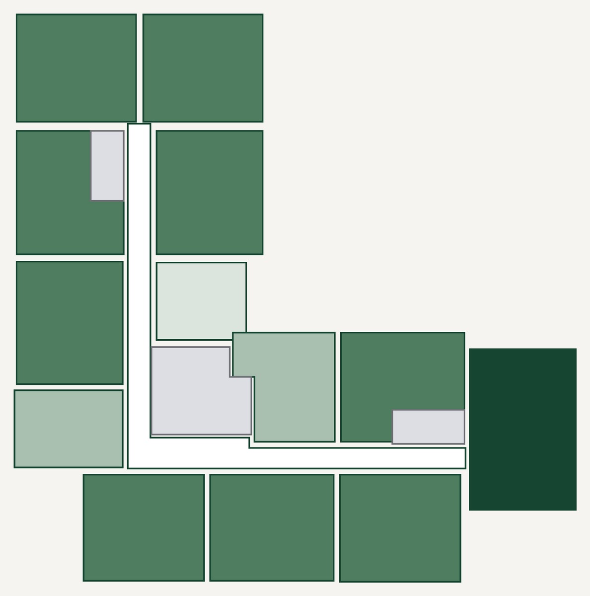 Typical residential floor plate, levels 3 to 6, coloured by unit type.